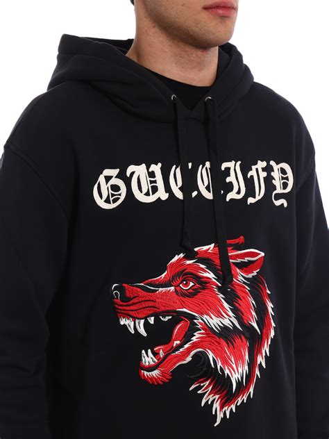 gucci wolf hoodie replica|Gucci distressed hoodie.